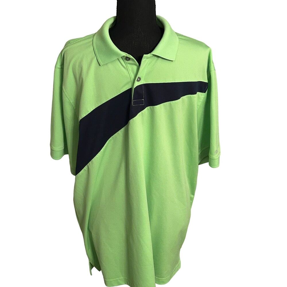 Izod Men's Shirt Short Sleeve Green and Black‎ Perform X Golf Size XL